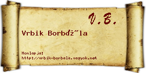 Vrbik Borbála névjegykártya